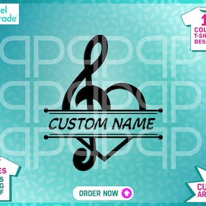 Custom Name svg, Music Notes, Name Frame, Musician svg, Music Notes Pattern Design, Band, Digital Cut Files by:Pixel Parade App®