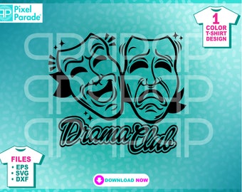 Máscaras de teatro para club de drama (archivos SVG, EPS y DXF) (descarga digital)
