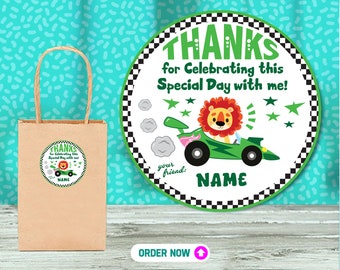 Personalized Race Car Birthday Stickers: Custom Party Favors