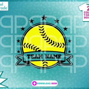 Softball Team SVG: Custom Banner Frame, T-Shirt Design (Digital Cut Files)
