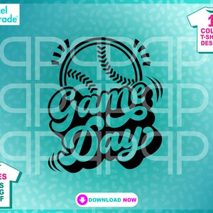 Game Day, Baseball Tournament, Home Run &quot;Game Day Baseball&quot; SVG, EPS, DXF, Sports, Creative Clipart, Digital Cut Files by: Pixel Parade App®