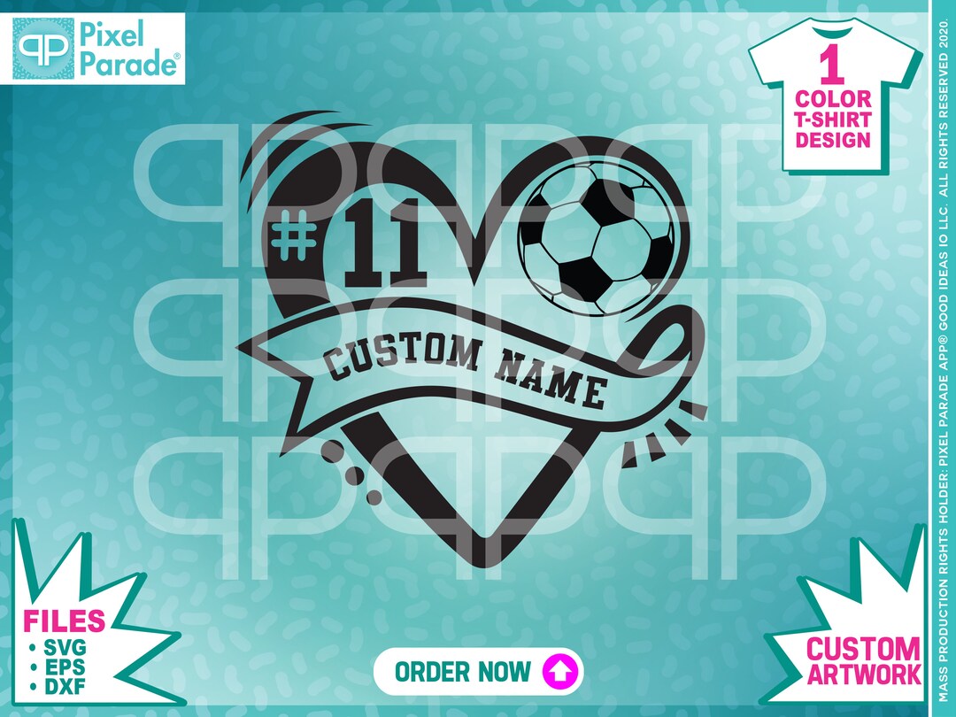Custom Soccer Name & Number SVG: Heart Team Banner (digital Download ...