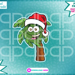 Palm Tree png, Tropischer png, Weihnachtsbaum png, Weihnachtsmütze png, Cartoon png, Exclusive Artwork Digital Print Files by: Pixel Parade App®