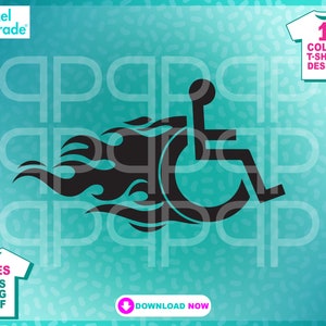Gehandicapte tekenen symbool, handicap snelle vlammen, rolstoelracen, SVG, DXF, EPS, Cricut, silhouet, digitale cut-bestanden door: Pixel Parade App®