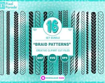 Clipart de padrão de trança: 16 arquivos de corte SVG EPS DXF (download digital)