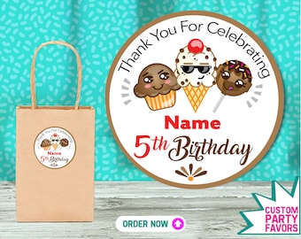 Personalized Birthday Party Stickers: Custom Waterproof Thank You Favors