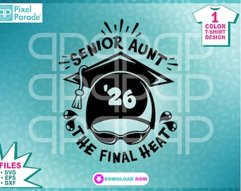 Boné de natação Senior Aunt 2026 SVG: Arquivos de corte de formatura (download digital)
