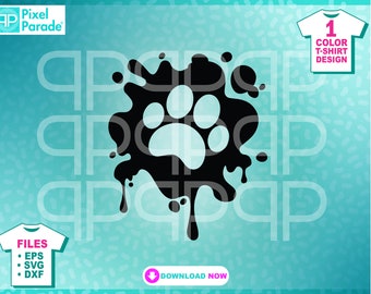 Farbklecks Hundepfote Abdruck: Graffiti Tropfen SVG EPS DXF (Digitale Schnittdateien)