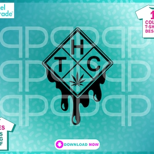 THC Drip Sign Marihuana Symbol, Unkraut, SVG, EPS, * Exklusive Digitalschnittdateien von: Pixel Parade App®