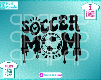 Retro Soccer Mom Tee Design: Drips, Boho Vibes (SVG, EPS, DXF)