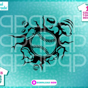 Baseball, Trainer, Baseballspieler „Baseball Broken Wall“ SVG, EPS, DXF, Sport-Kreativ-Clipart, digitale Schnittdateien von: Pixel Parade App®