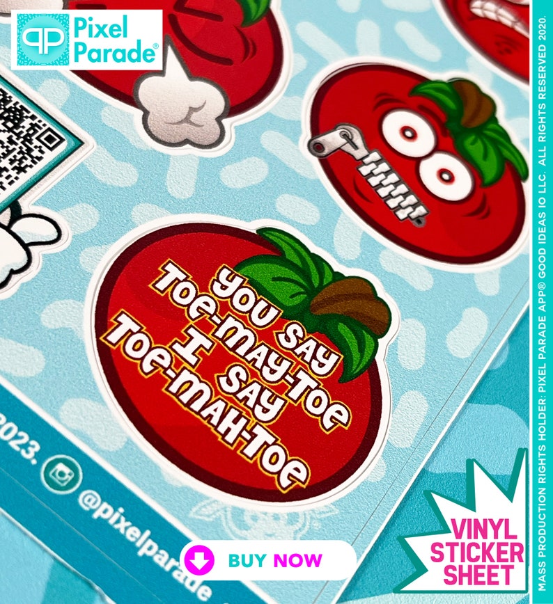 Sticker Toomatoes Tomato Emoji Stickers: Kawaii Cartoon Decals, Weatherproof Vinyl (14 ...