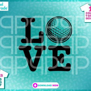 Svg golf, golf tee svg, papa svg « Love Golf » trou d'un coup, sports, amour SVG, EPS, DXF, clipart, fichiers numériques découpés par : Pixel Parade App®
