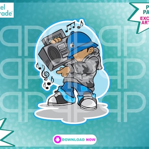 Old School Hip Hop Radio, Rapper, PNG, JPEG, Vollfarbsublimation, Graffiti-Kunst, exklusives Kunstwerk Digitaldruckdateien von:Pixel Parade App®
