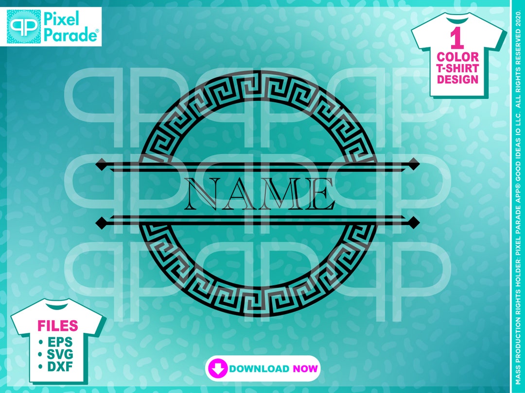 Greek Key Pattern Svg greek Key Circle Name Frame SVG, EPS, DXF