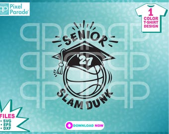 Senior 2027 Basketball SVG: Slam Dunk Abschlussdesign (Digital Cut File