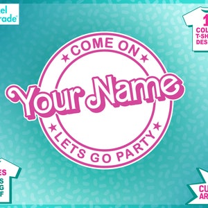 Vamos lá "Seu texto" Vamos festejar, rosa bonito, SVG personalizado, princesa de aniversário, Cricut, silhueta, arquivos de corte digital por: Pixel Parade App®