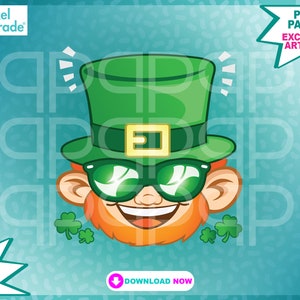 St. Patricks Day Kobold, Glückspilz, PNG Grafik, Klee PNG Kleeblatt, exklusives Kunstwerk Digitaldruck Dateien von:Pixel Parade App®