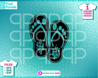 Hibiscus Flip Flops SVG: Tropical Vacation Art (Digital Cut Files)