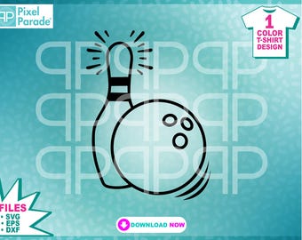 Bola de boliche e pino SVG: clipart de design de camiseta (download digital)
