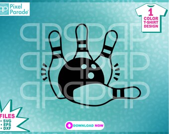 Equipo de bolos, bola de bolos, bolos, jugador, strike, pavo, SVG, EPS, DXF, imágenes prediseñadas, archivos de corte digital de: Pixel Parade App®
