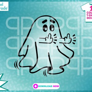 Dedo médio fantasma, Halloween, fantasma fofo, humor adulto, diversão de férias, eps, svg, dxf, arquivos de corte digital para Cricut, arte de: Pixel Parade App®