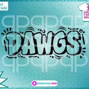 Dawgs svg Doodle Letters Transparent Background, Sublimation, svg, eps, dxf, Sports Creative Clipart, Digital Cut Files by:Pixel Parade App®