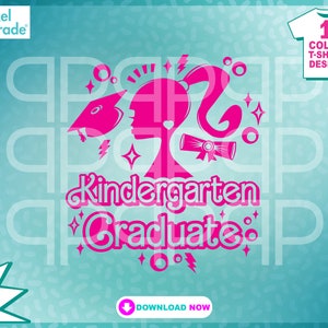 Laurea, Classe di, Laurea Barbz, Laurea bambola rosa, Asilo, Cuori, Stelle, svg, dxf, File di taglio digitale di: Pixel Parade App®