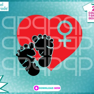 Baby-Mädchen-Herz-Fußabdruck, Baby-Füße, sofortiger Download, erster Geburtstag, einjähriger Kleinkind-Geburtstag, digitale Schnittdateien von: Pixel Parade App®