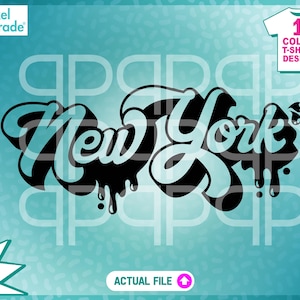 New York Script, Graffiti, NY, Brooklyn, Bronx, Queens, Manhattan, Drips, Street Art, svg, dxf, png, Digital Cut Files von: Pixel Parade App®