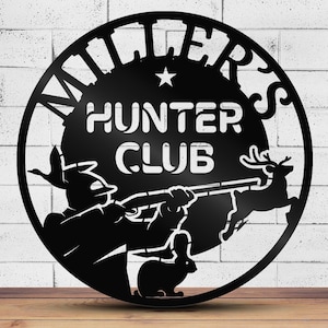 Customized Hunting Club Sign-Monogram Metal Sign Art-Deer Metal Cabin Decor-Hunting Camp Sign-Shooting Meta Wall Hanging -Father's Day Gift