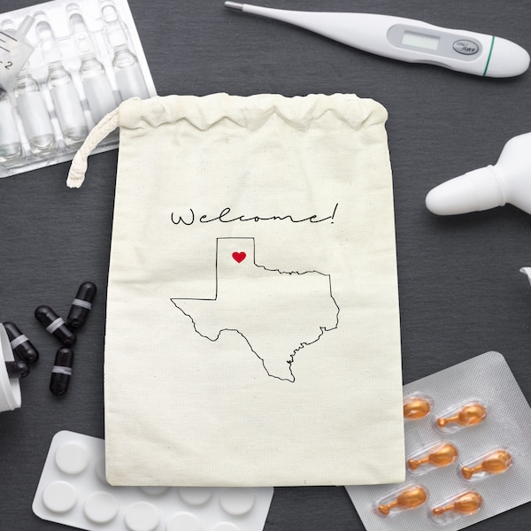 Customized Texas Wedding Welcome Bag - State outline Destination Wedding - Wedding Welcome Bag - Texas Map Tote - State Wedding Tote