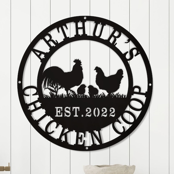 Customize Hen House Sign - Metal Farm Sign - Poultry sign - Barn House Décor - Garden Décor - Rooster Sign - Family Farm Sign - Chicken Coop