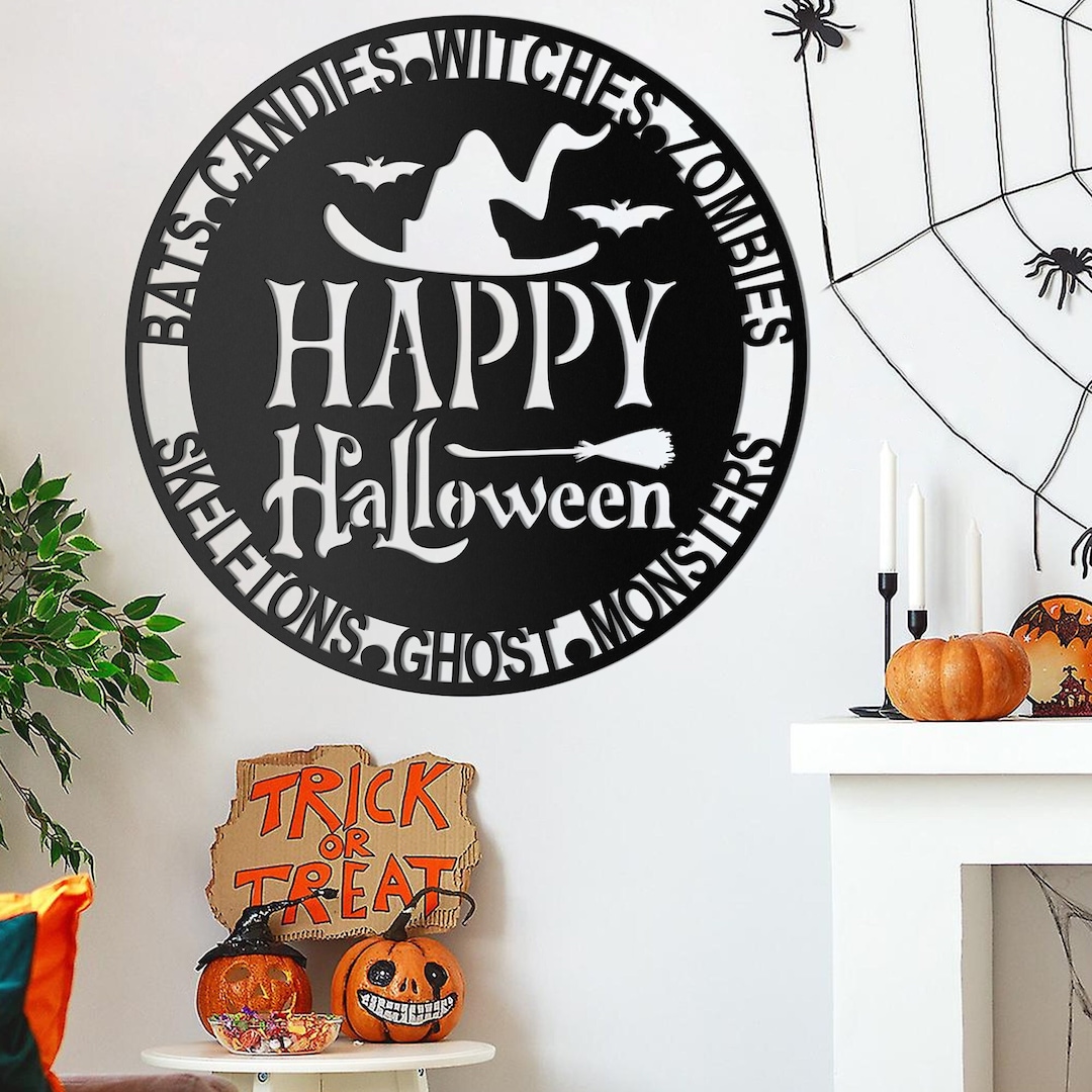 Personalized Happy Halloween Metal Sign Halloween Witch Hat - Etsy