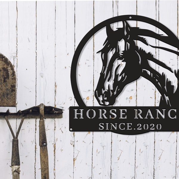 Family Horse Metal Sign - Custom Horse Sign - Horse Monogram - New Farm Sign - Horse Wall Décor -  Address Sign - Dad Gifts -Equestrian Sign