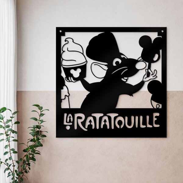 Metal La Ratatouille Sign, Unique Kitchen Wall Decor, Ratatouille Metal Art, Stylish Wall Hanging for Dining Room, Chef-Inspired Home Decor