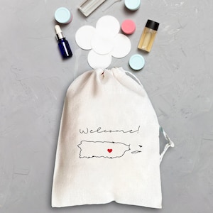 Customized Puerto rico Wedding Welcome Bag - State outline Destination Wedding - Cotton Canvas Bags