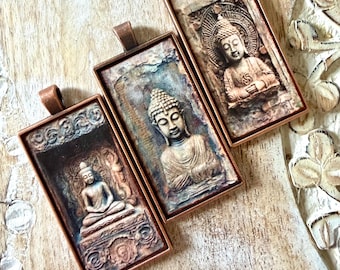 BUDDHA Pendant: Antique Copper Zen Meditation Jewelry