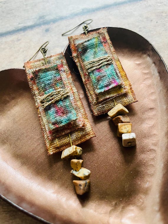 ARTISAN TEXTILE Earrings/unique Layered Bohemian Earrings With