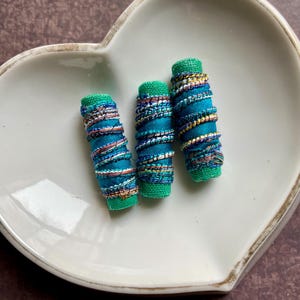 CLIFFSIDE COTTAGE/blue green aqua beads/price per bead/unique bohemian beads/textile beads/artisan beads