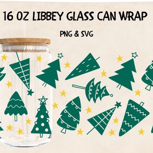Christmas Tree Libbey Can Glass Svg Png Wrap Coffee Cup Trendy Digital Design Cut Files for Cricut & Silhouette Cameo