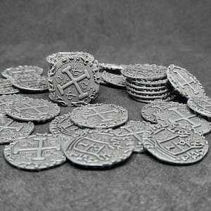 Petites pièces en métal, 20mm, couleur argent antique pour coffret pirate ou jeu de société image 4