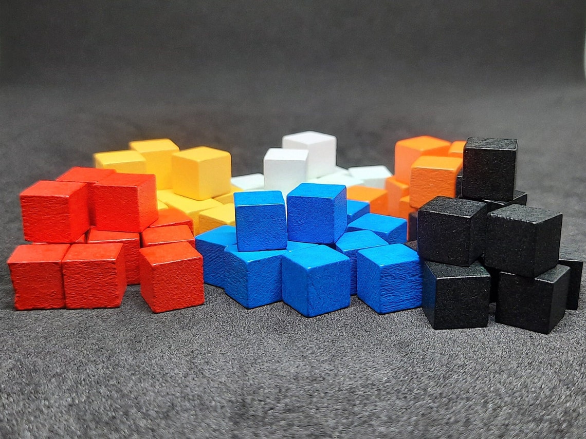 Set of 8mm Wooden Cubes, 6 Different Colors, Tokens for Board Game (set ...