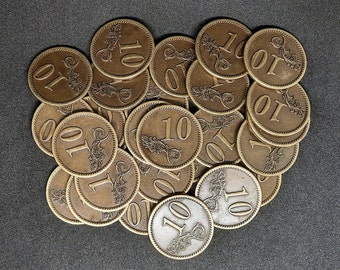 Grandes pièces en métal, 30mm, couleur or de valeur 10 pour jeu de société, jeu de rôle ou thème médiéval