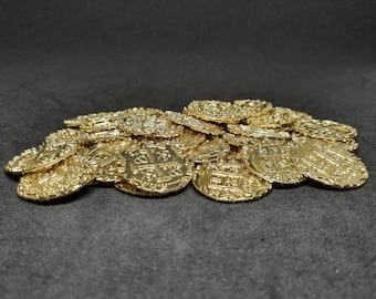Small golden metal coins, 20mm, for pirate chest or board game