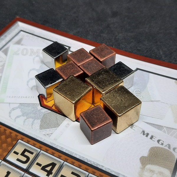 Set of metal cubes (gold, silver, copper), upgrade for Terraforming Mars