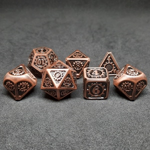Juego completo de dados de metal de bronce o dados individuales para juegos de rol, mazmorras y dragones y juegos de mesa