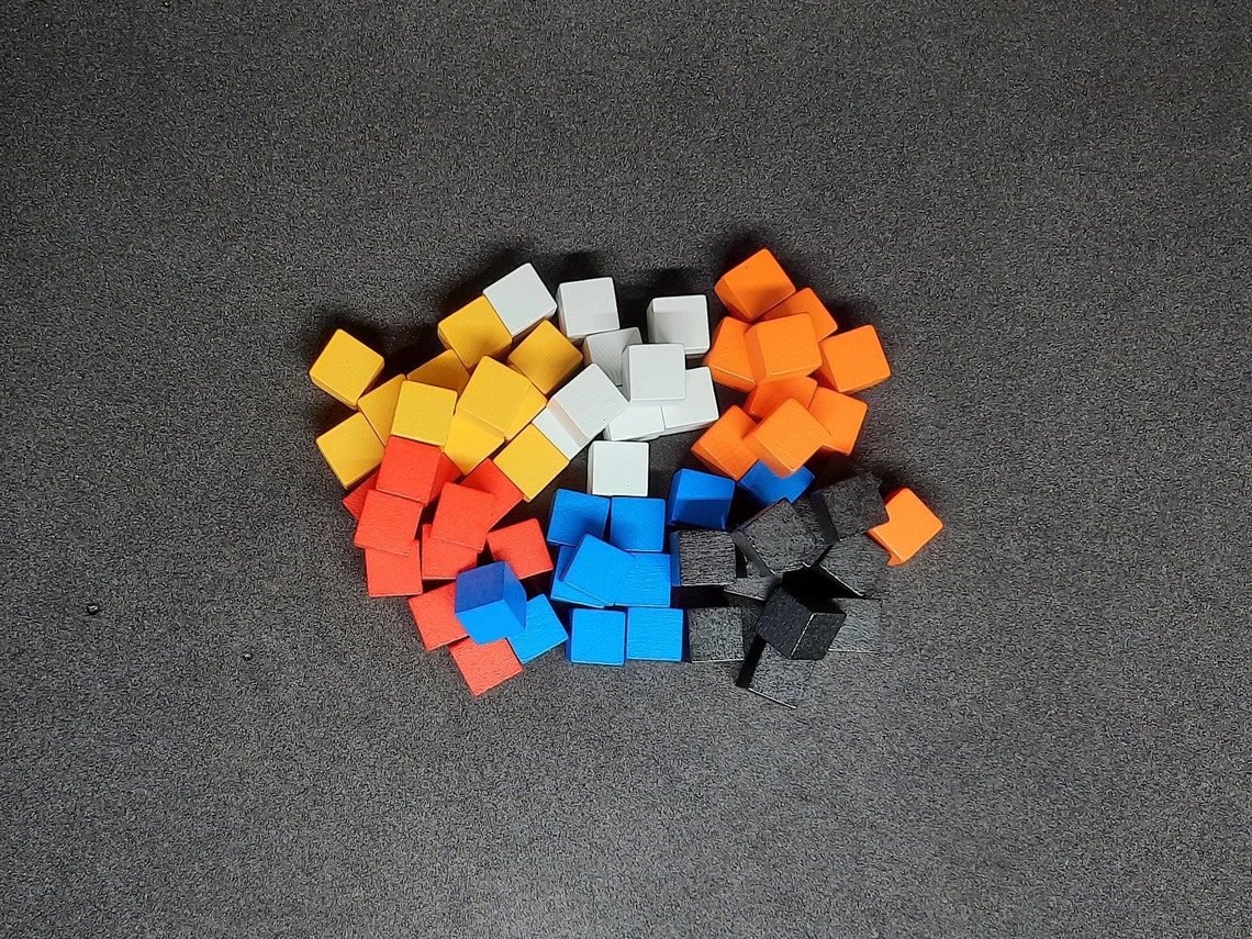 Set of 8mm Wooden Cubes, 6 Different Colors, Tokens for Board Game (set ...