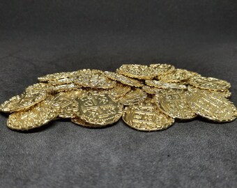 Small golden metal coins, 20mm, for pirate chest or board game