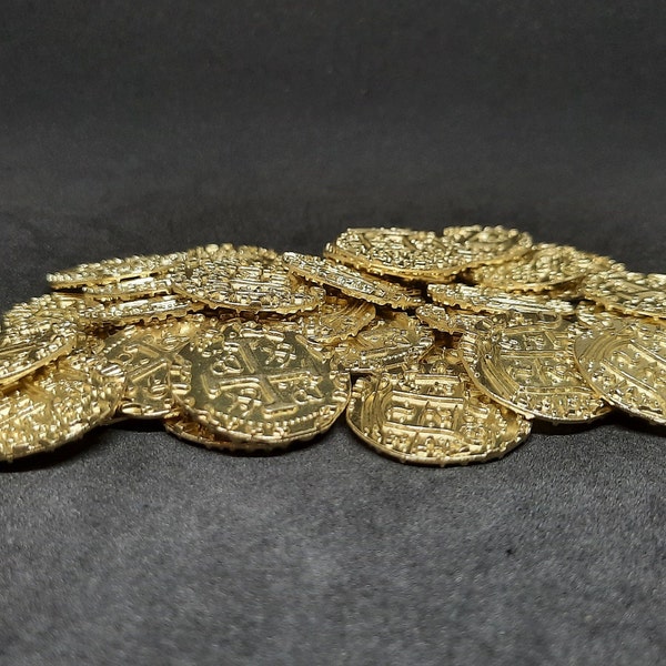 Small golden metal coins, 20mm, for pirate chest or board game